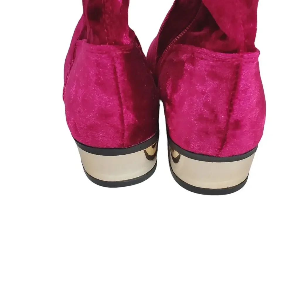Bamboo | Stardom Fuscia Soft Stretch Shimmery Velour Thigh High Boots